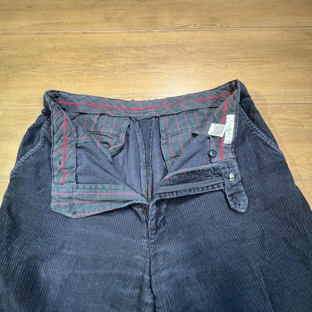 Turnbury Mens Navy Blue Corduroy Pleated Relaxed Fit Pants‎ 38x30